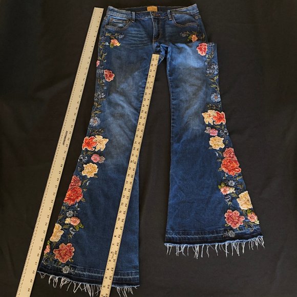 Free People x Driftwood Farrah Embroidered Flare Jeans Sz 27 - Picture 11 of 16